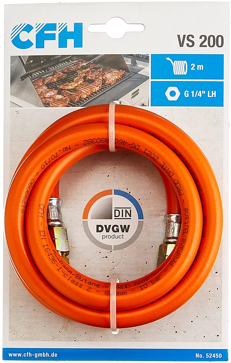 &quot;gas hose 2m VS 200 DVGW, 1/4&quot;&quot; 50mbar&quot;